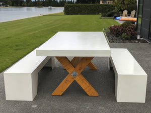 CONCRETE dining tables RECTANGLE timber base (GRC)