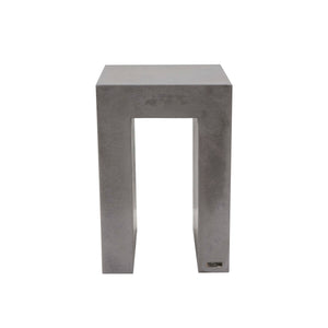 60cm high concrete side end table shown in urban grey colour. upside down u shape with square edges